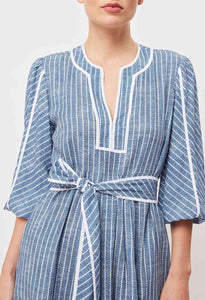 ANTIGUA LINEN VISCOSE DRESS IN DEL MAR STRIPE