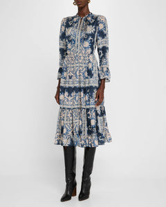 Lucrezia Tiered Paisley-Print Midi Dress