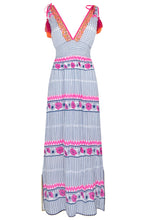 Load image into Gallery viewer, Pink Print Tassle Shoulder Long Dress
