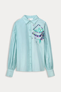 BLOUSE AQUA BLUE