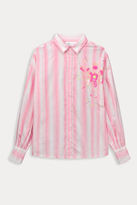 BLOUSE Embroidery Striped Pin