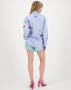 ME369 Madison Stripe Oversized EMB Shirt -STRIPE