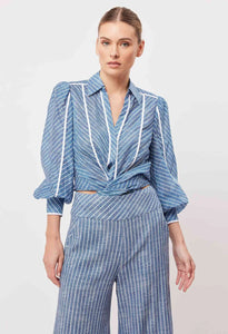 LAGUNA COTTON SILK SHIRT IN DEL MAR STRIPE
