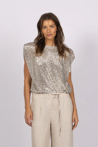 VENUS SEQUIN TOP -SILVER