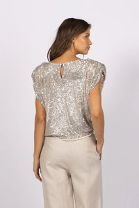 VENUS SEQUIN TOP -SILVER