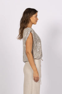 VENUS SEQUIN TOP -SILVER