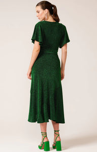 STARGAZE WRAP MIDI IN EMERALD LUREX