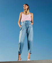Load image into Gallery viewer, HIGH WAIST STONE WASHED COTTON JEAN
