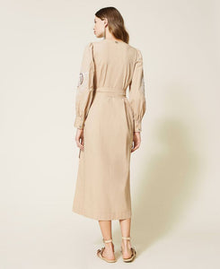 COTTON MUSLIN DRESS WITH HAND MADE EMBROIDERY