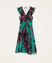 Load image into Gallery viewer, Floral creponne dress with pleats

