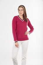Load image into Gallery viewer, VEE NECK PULLOVER WITH STRIPES
