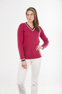 VEE NECK PULLOVER WITH STRIPES
