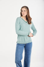 Load image into Gallery viewer, VEE NECK PULLOVER WITH STRIPES
