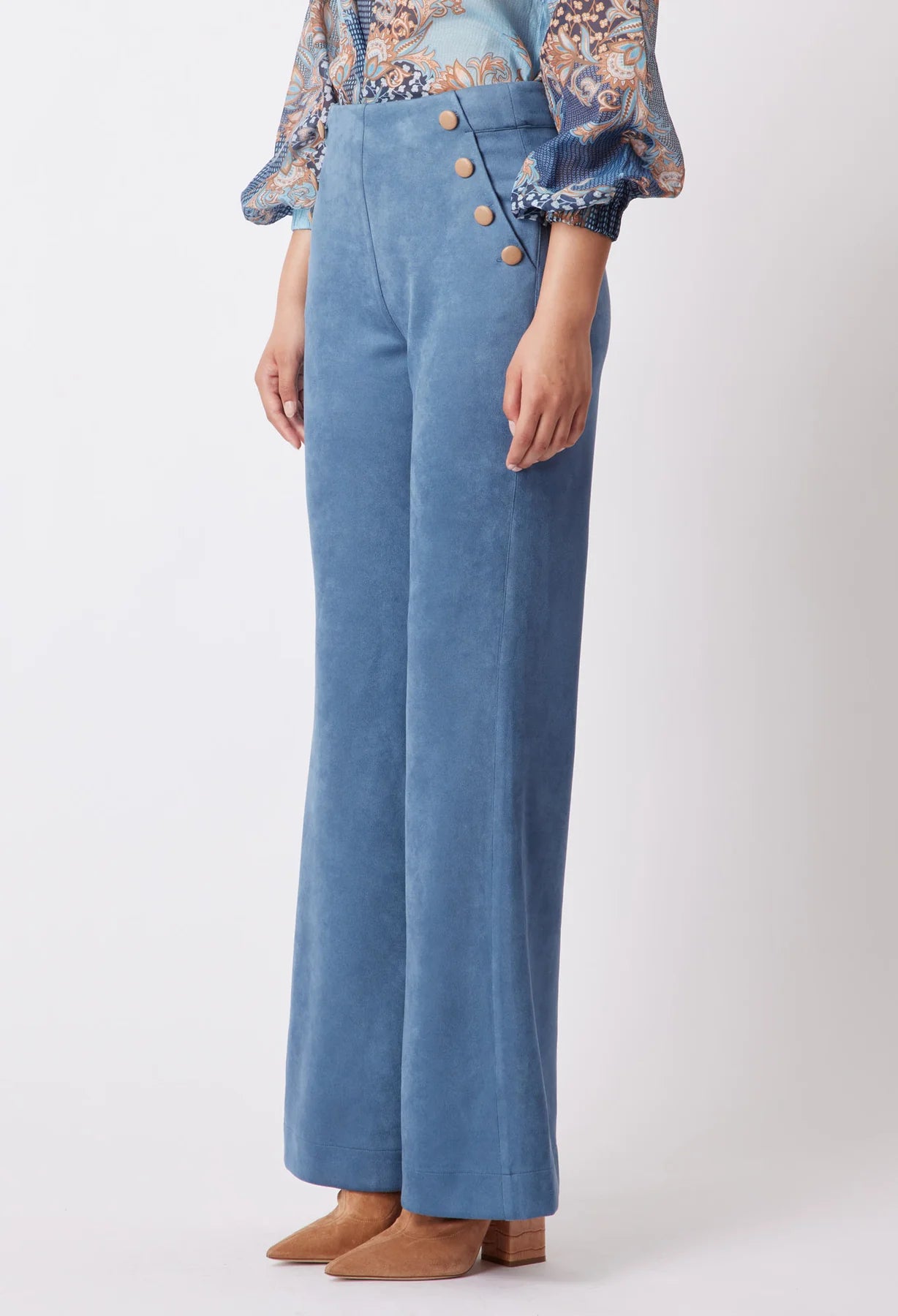 GETTY FAUX SUEDE PANT IN CHAMBRAY