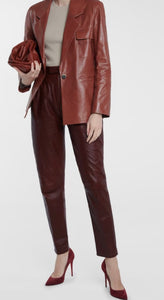 SABATINI LEATHER PANTS IN CHERRY RED